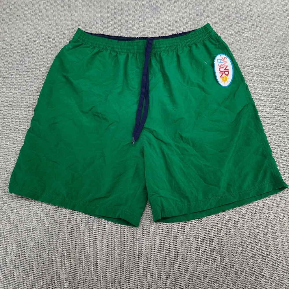 Vintage Sand N Sun Swim Trunks Shorts Mens Large Green Lined Pockets Y2K